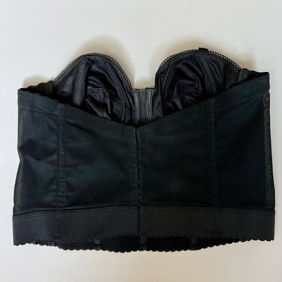 Vintage 80s Black Satin Boned Corset Bra – Goddess Strapless Bustier 40B - Picture 5 of 9